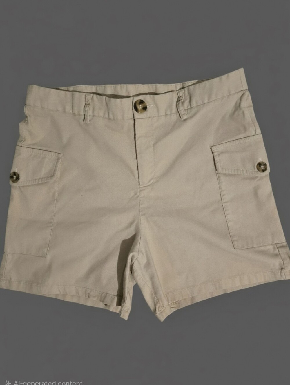 Blue Sol Women's Khaki Cargo Shorts with Button Flap Pockets Size M-L